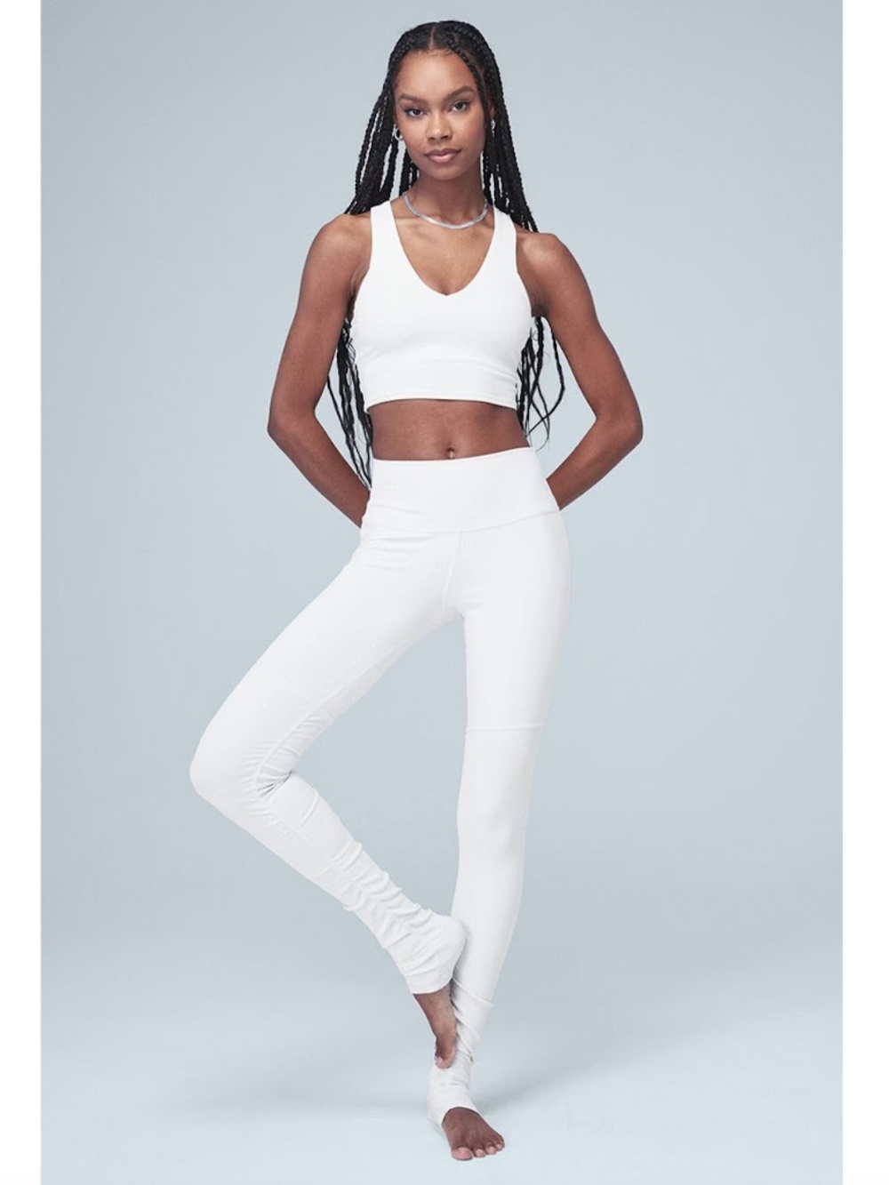 NWT Alo High-Waist Goddess Legging White Airbrush Fabric Extra Long W5525R